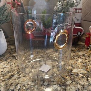 Mud Pie Clear Glass Ice Bucket with Gold Accents